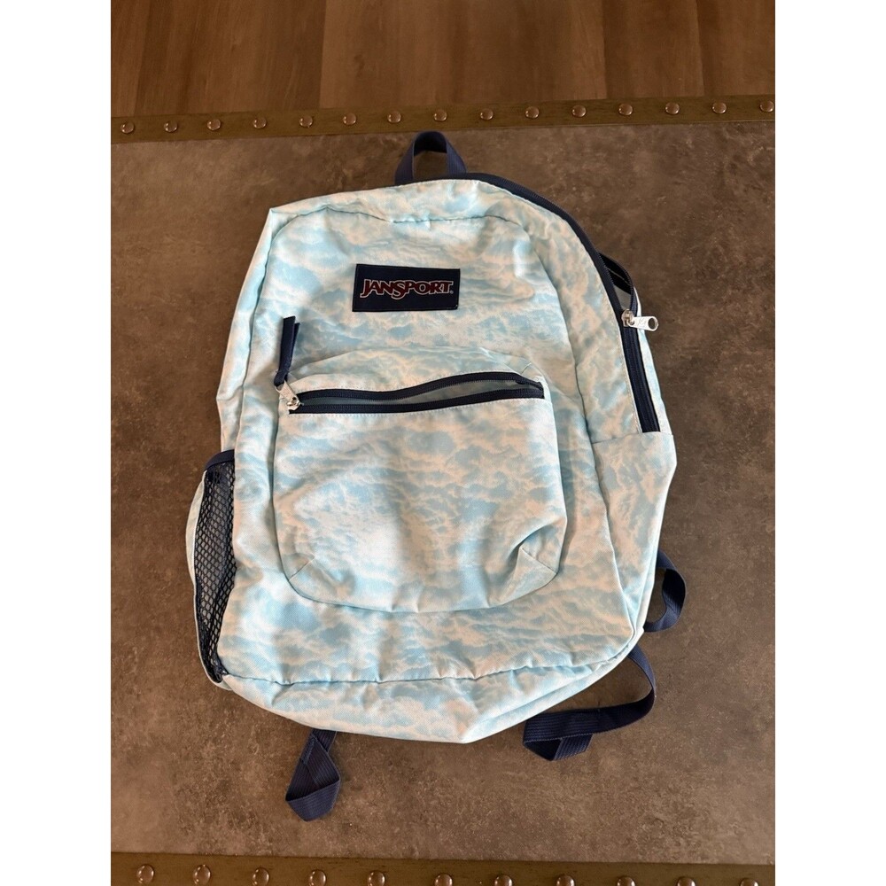 JanSport Cloud Print Light Blue/Navy Unisex Kids Large Backpack Bottle Pocket
